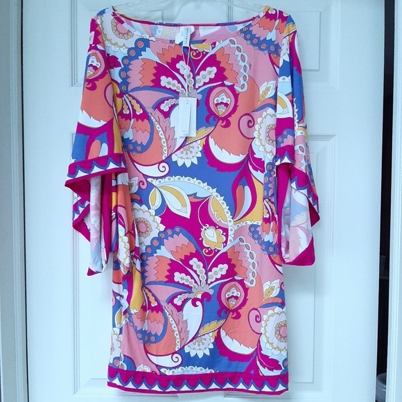 Trina Turk Sz Large Sevilla Batwing Tunic Dress Cover Up NWT  - Brand New! - Picture 3 of 9